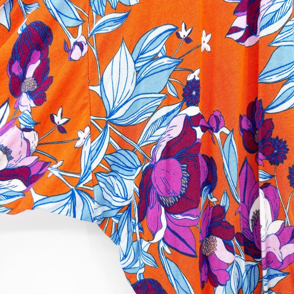 Free People Keepin’ On Orange Floral Tie Sleeves Top 3/4 Sleeves Womens Sz S - Picture 12 of 12